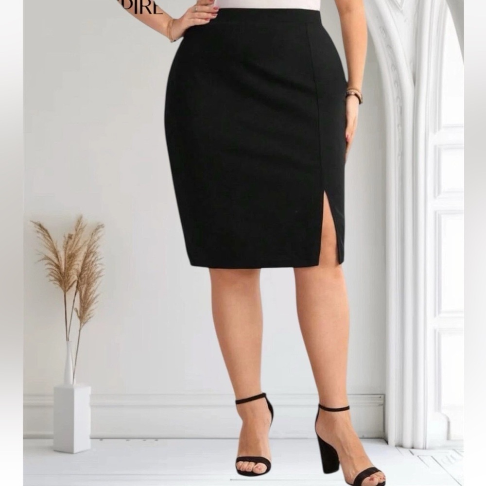 SHEIN EMERY ROSE Elegant Black Split Hem Pencil Skirt Plus Size 3XL (18)